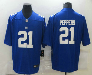 Men's New York Giants #21 Jabrill Peppers Blue 2020 Vapor Untouchable Stitched NFL Nike Limited Jersey