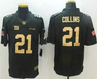 Men's New York Giants #21 Landon Collins Anthracite Gold 2016 Salute To Service Stitched NFL Nike Limited Jersey