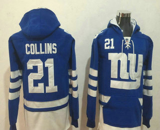 Men's New York Giants #21 Landon Collins NEW Royal Blue Pocket Stitched NFL Pullover Hoodie