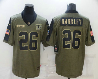 Men's New York Giants #26 Saquon Barkley 2021 Olive Salute To Service Limited Stitched Jersey