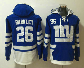 Men's New York Giants #26 Saquon Barkley NEW Blue Pocket Stitched NFL Pullover Hoodie