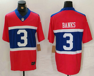 Men's New York Giants #3 Deonte Banks Century Red Alternate Vapor FUSE Limited Stitched Jersey