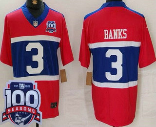 Men's New York Giants #3 Deonte Banks Limited Red Alternate FUSE 100 Seasons Vapor Jersey