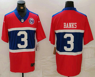 Men's New York Giants #3 Deonte Banks Limited Red Alternate FUSE Team Patch Vapor Jersey