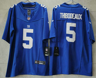 Men's New York Giants #5 Kayvon Thibodeaux Blue 2023 FUSE Vapor Untouchable Stitched Jersey
