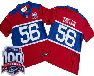 Men's New York Giants #56 Lawrence Taylor Limited Red Alternate FUSE 100 Seasons Vapor Jersey