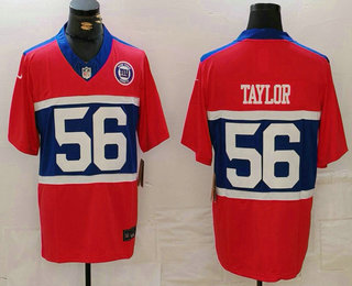 Men's New York Giants #56 Lawrence Taylor Limited Red Alternate FUSE Team Patch Vapor Jersey