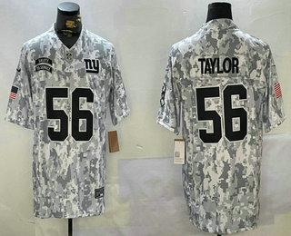 Men's New York Giants #56 Lawrence Taylory Arctic Camo 2024 FUSE Salute to Service Limited Stitched Jersey