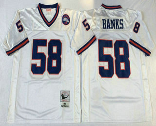 Men's New York Giants #58 Carl Banks White Mitchell & Ness Throwback Vintage Football Jersey