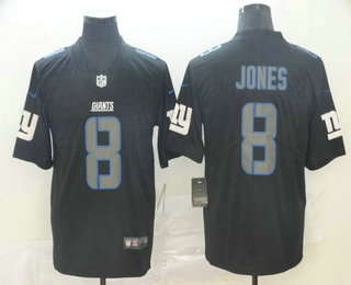 Men's New York Giants #8 Daniel Jones Black 2018 Fashion Impact Black Color Rush Stitched NFL Nike Limited Jersey