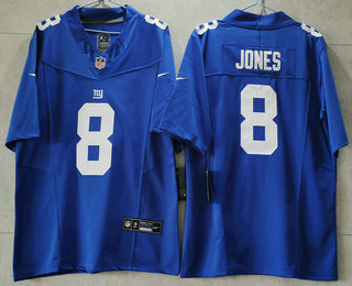 Men's New York Giants #8 Daniel Jones Blue 2023 FUSE Vapor Untouchable Stitched Jersey