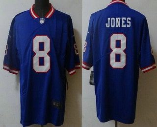 Men's New York Giants #8 Daniel Jones Limited Blue Classic Vapor Jersey