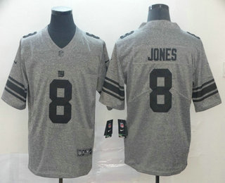 Men's New York Giants #8 Daniel Jones Nike Gray Gridiron 2018 Vapor Untouchable NFL Gray Limited Jersey