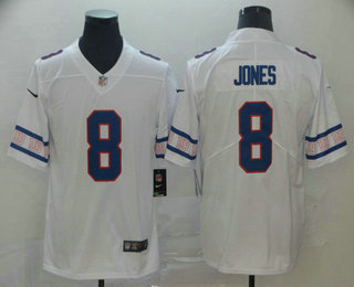 Men's New York Giants #8 Daniel Jones White 2019 NEW Team Logo Vapor Untouchable Stitched NFL Nike Limited Jersey