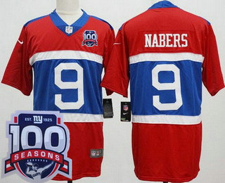 Men's New York Giants #9 Malik Nabers Limited Red Alternate 100 Seasons Vapor Jersey