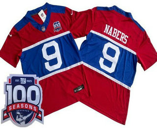 Men's New York Giants #9 Malik Nabers Limited Red Alternate FUSE 100 Seasons Vapor Jersey