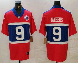 Men's New York Giants #9 Malik Nabers Limited Red Alternate FUSE Team Patch Vapor Jersey