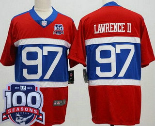 Men's New York Giants #97 Dexter Lawrence II Limited Red Alternate 100 Seasons Vapor Jersey