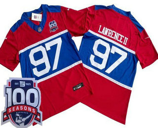 Men's New York Giants #97 Dexter Lawrence II Limited Red Alternate FUSE 100 Seasons Vapor Jersey