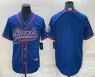 Men's New York Giants Blank Blue Stitched MLB Cool Base Nike Baseball Jersey