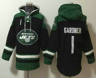 Men's New York Jets #1 Sauce Gardner Black Ageless Must Have Lace Up Pullover Hoodie
