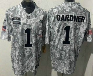 Men's New York Jets #1 Sauce Gardner Limited Arctic Camo 2024 Salute to Service Jersey