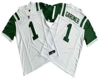 Men's New York Jets #1 Sauce Gardner Limited FUSE White Classic Vapor Jersey