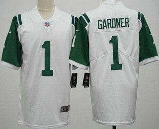 Men's New York Jets #1 Sauce Gardner Limited White Classic Vapor Jersey