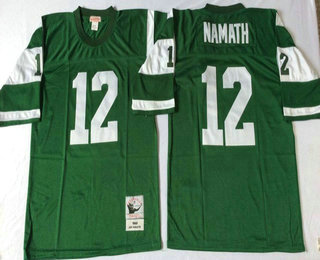 Men's New York Jets #12 Joe Namath Green Stitched NFL Thowback Jersey