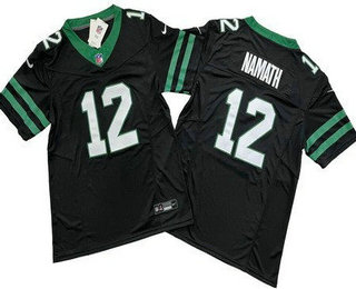 Men's New York Jets #12 Joe Namath Limited Black 2024 FUSE Vapor Jersey