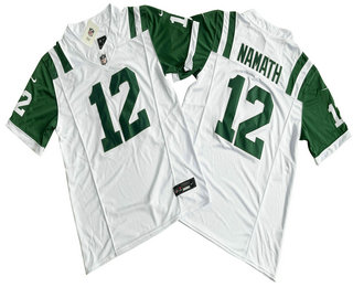 Men's New York Jets #12 Joe Namath Limited FUSE White Classic Vapor Jersey