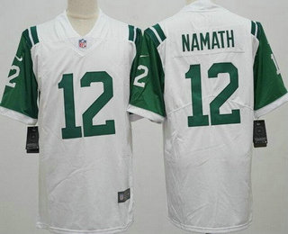 Men's New York Jets #12 Joe Namath Limited White Classic Vapor Jersey