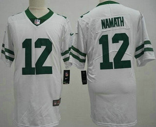 Men's New York Jets #12 Joe Namath Limited White Vapor Jersey