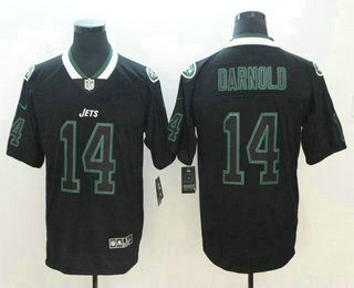 Men's New York Jets #14 Sam Darnold 2018 Black Lights Out Color Rush Stitched NFL Nike Limited Jersey