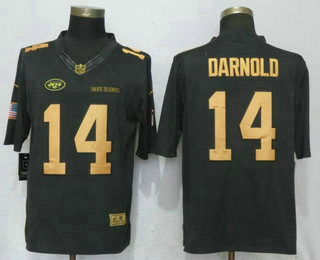 Men's New York Jets #14 Sam Darnold Anthracite Gold 2018 Salute To Service Stitched NFL Nike Limited Jersey