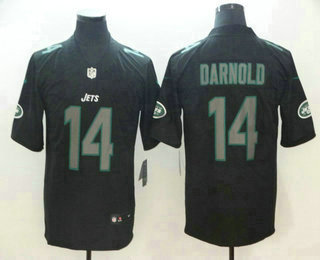 Men's New York Jets #14 Sam Darnold Black 2018 Fashion Impact Black Color Rush Stitched NFL Nike Limited Jersey