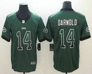 Men's New York Jets #14 Sam Darnold Green 2018 Fashion Drift Color Rush Stitched NFL Nike Limited Jersey