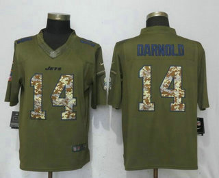 Men's New York Jets #14 Sam Darnold Green Salute To Service Stitched NFL Nike Limited Jersey