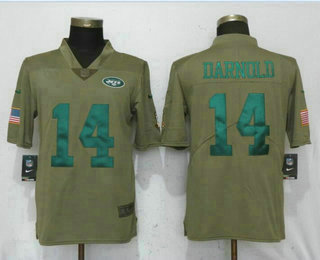 Men's New York Jets #14 Sam Darnold Olive 2017 Salute To Service Stitched NFL Nike Limited Jersey