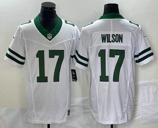 Men's New York Jets #17 Garrett Wilson White 2023 FUSE Vapor Limited Throwback Stitched Jersey