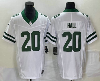 Men's New York Jets #20 Breece Hall White 2023 FUSE Vapor Limited Throwback Stitched Jersey