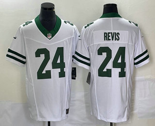 Men's New York Jets #24 Darrelle Revis White 2023 FUSE Vapor Limited Throwback Stitched Jersey