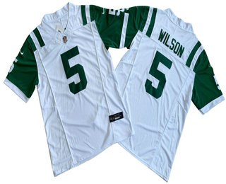 Men's New York Jets #5 Garrett Wilson Limited FUSE White Classic Vapor Jersey