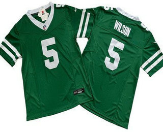 Men's New York Jets #5 Garrett Wilson Limited Green 2024 FUSE Vapor Jersey