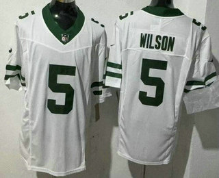 Men's New York Jets #5 Garrett Wilson Limited White FUSE Vapor Jersey