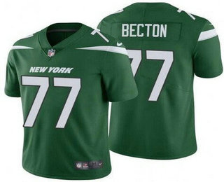 Men's New York Jets #77 Mekhi Becton Green 2021 Vapor Untouchable Stitched NFL Nike Limited Jersey