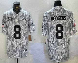 Men's New York Jets #8 Aaron Rodgers Arctic Camo 2024 FUSE Salute to Service Limited Stitched Jersey