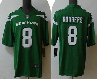 Men's New York Jets #8 Aaron Rodgers Green 2023 Vapor Untouchable Stitched Nike Limited Jersey