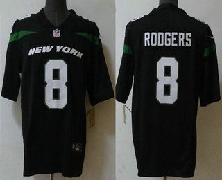 Men's New York Jets #8 Aaron Rodgers Limited Black FUSE Vapor Jersey