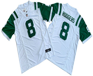 Men's New York Jets #8 Aaron Rodgers Limited FUSE White Classic Vapor Jersey